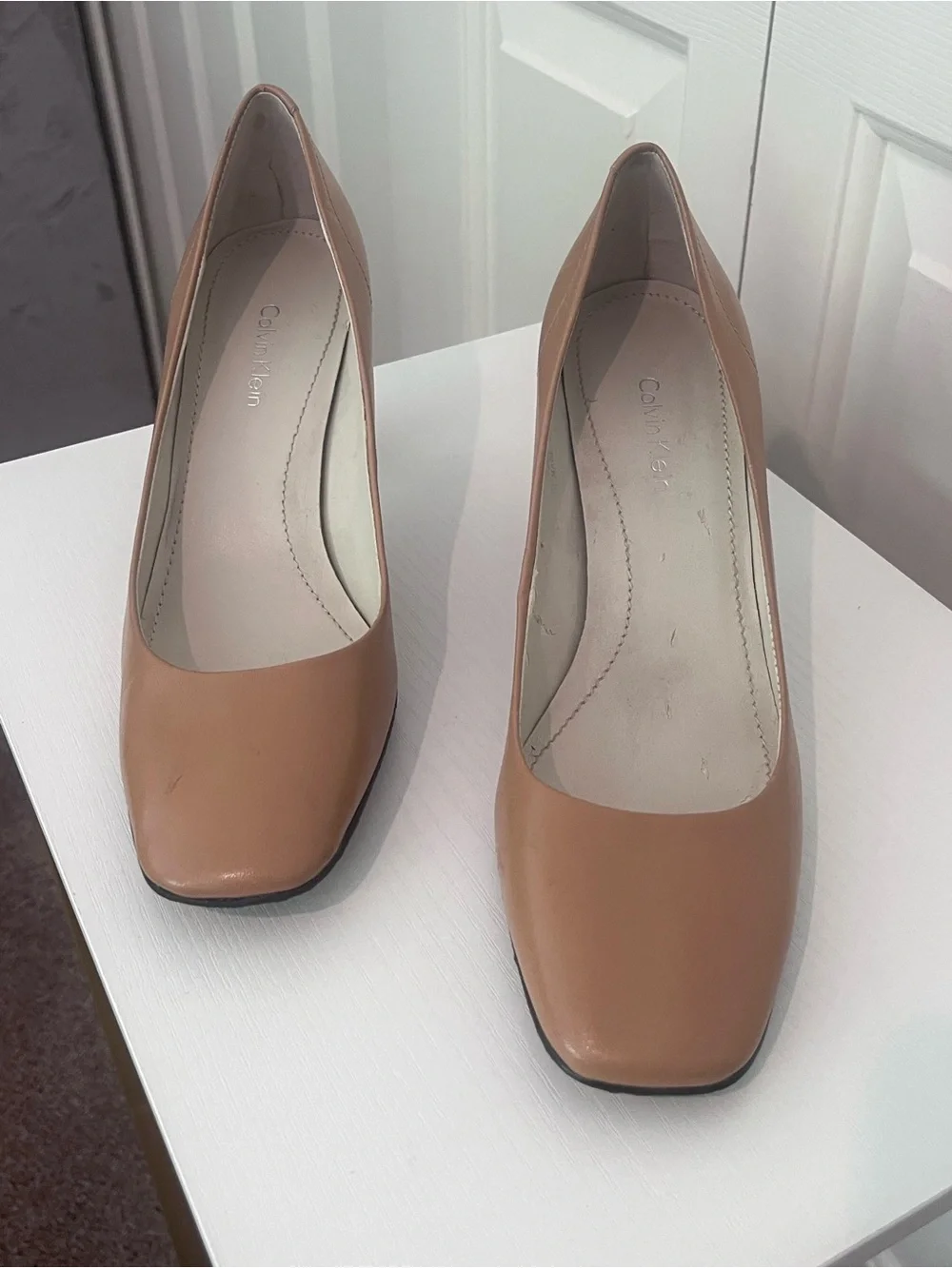 Calvin Klein Women’s Roxy Tan Block Heel Pumps Size 7M
